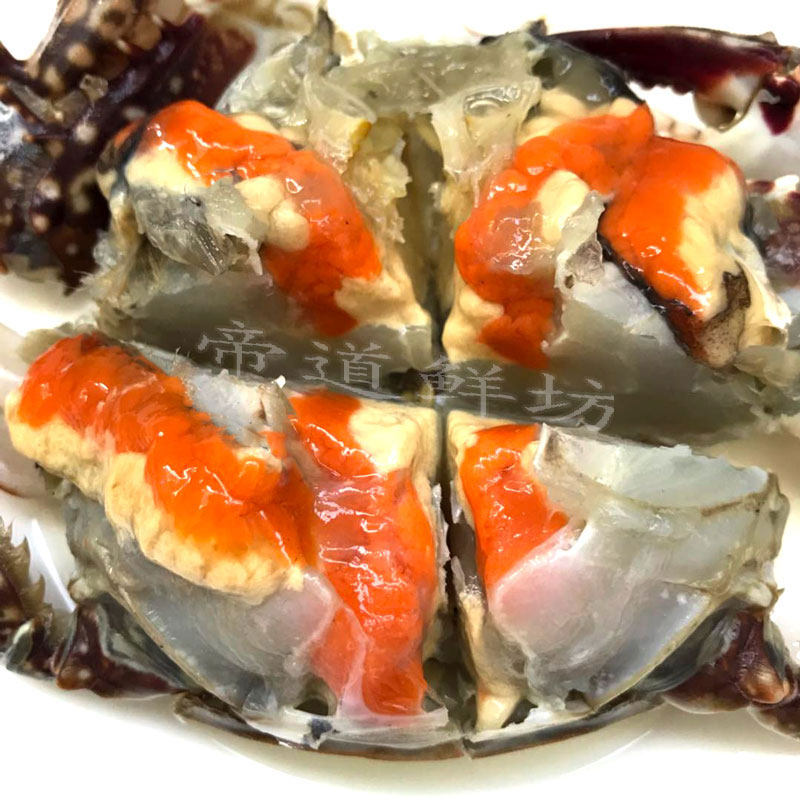 舟山宁波野生红膏咸呛蟹母梭子蟹腌制盐水咸炝蟹醉蟹即食2斤装3只