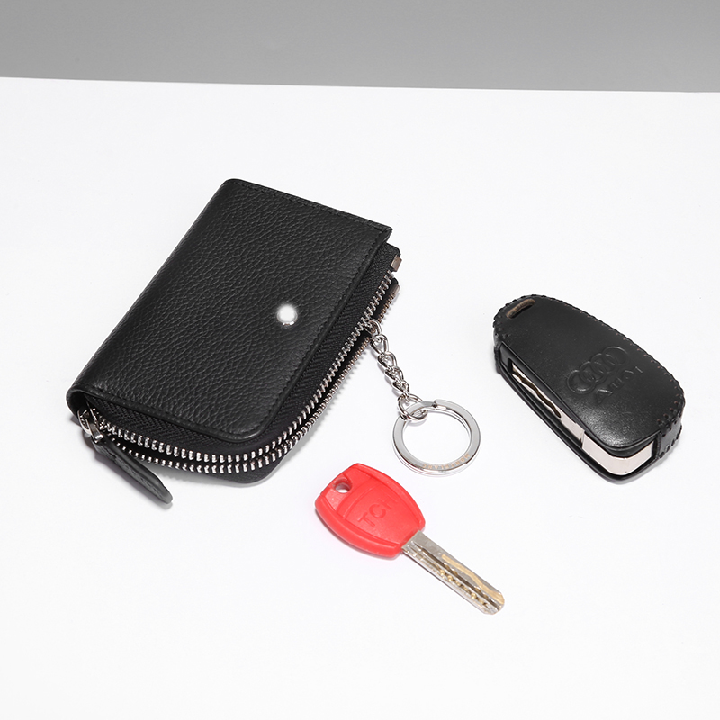 拉链钥匙包真皮男女简约百搭