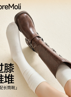 白色袜子女秋冬季长筒袜2025新款爆款堆堆棉袜过膝小腿袜配长筒靴