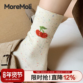 白色袜子女中筒袜秋冬2024新款 ins潮勃肯鞋 卡通可爱冬天长袜女士