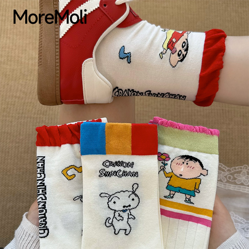 moremoli卡通袜子薄款中筒袜透气