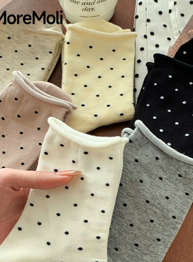 灰色波点袜子女中筒袜2026新款爆款防臭无骨堆堆袜夏薄款长袜女士