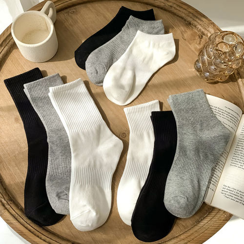 袜子女白色纯棉ins潮风中筒袜