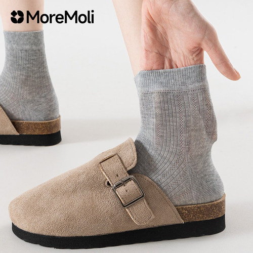 MoreMoli女纯棉抗起球短筒袜