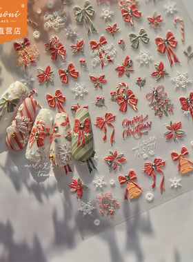 tomoni晶钻美甲贴纸莫失合作款手机指甲贴红色蝴蝶结貼紙