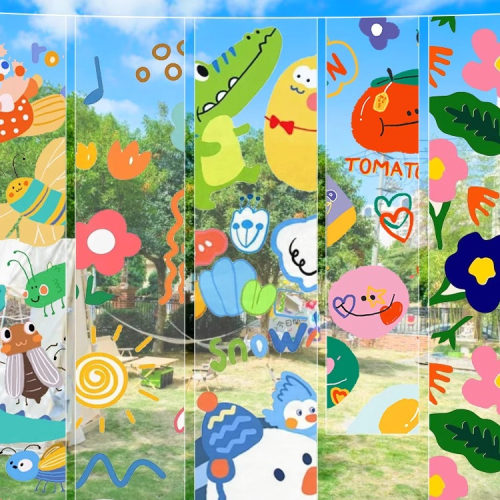 幼儿园透明膜DIY手绘画环境创意