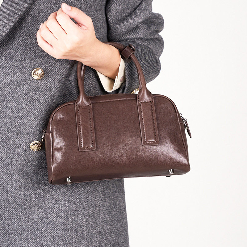 真皮女包新款保龄球包跨境水晶植鞣胎牛皮波士顿包百搭手提斜挎包,箱包皮具/热销女包/男包,手拿包,淘宝优惠券,粉丝福利购,淘宝优惠卷