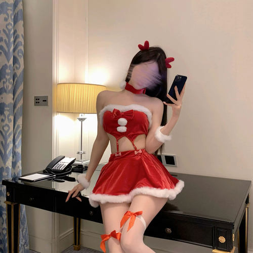 SALTCRUSH 圣诞cosplay制服套装小麋鹿性感抹胸纯欲辣妹连衣裙女