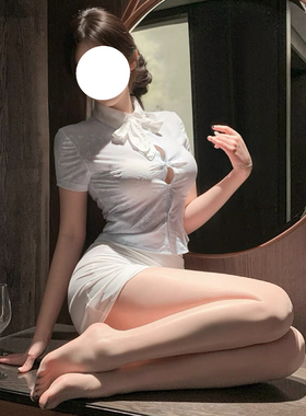 SALTCRUSH 韩风透肤纯欲空姐秘书套装性感包臀裙御姐OL白衬衫制服
