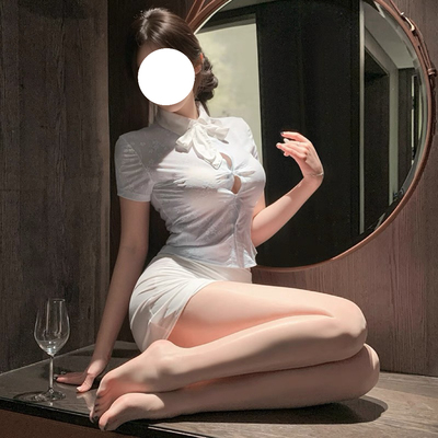 SALTCRUSH 韩风透肤纯欲空姐秘书套装性感包臀裙御姐OL白衬衫制服