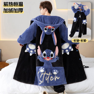 珊瑚绒男士大码200斤睡衣2026新款睡袍秋冬季加绒加厚家居服套装