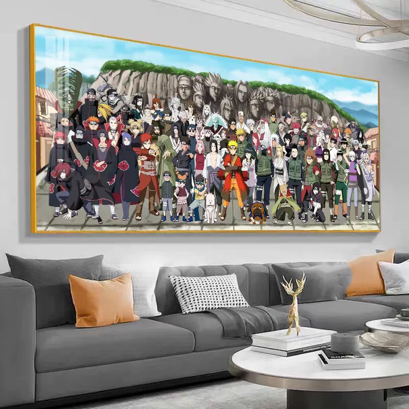 火影忍者全家福客厅装饰画组织挂画儿童房动漫卧室床头壁画图片