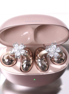 超闪旋转樱花配饰适用华为freeclip2代耳机钻扣耳夹扣蓝牙扣饰品