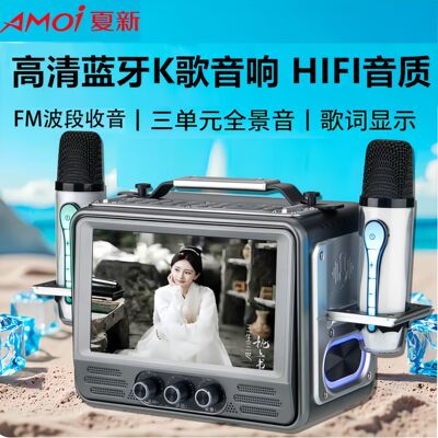 夏新新款蓝牙音响带收音高清显示屏广场舞音量家用话筒K歌一体机