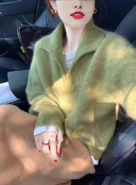 25秋冬季新款女装POLO领羊毛衫韩系百搭翻领纯色甜美风针织衫毛衣
