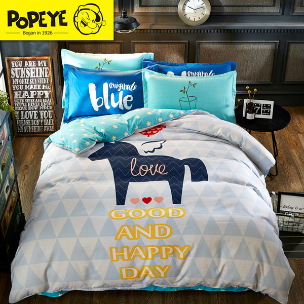 POPEYE 大力水手 纯棉磨毛四件套 聚划算+优惠券折后￥148包邮（￥238-90）1.2~1.8米 多款可选