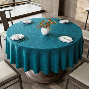 防水防油免洗圆桌布酒店饭店圆形餐桌布PU中式家用防烫桌罩转盘套