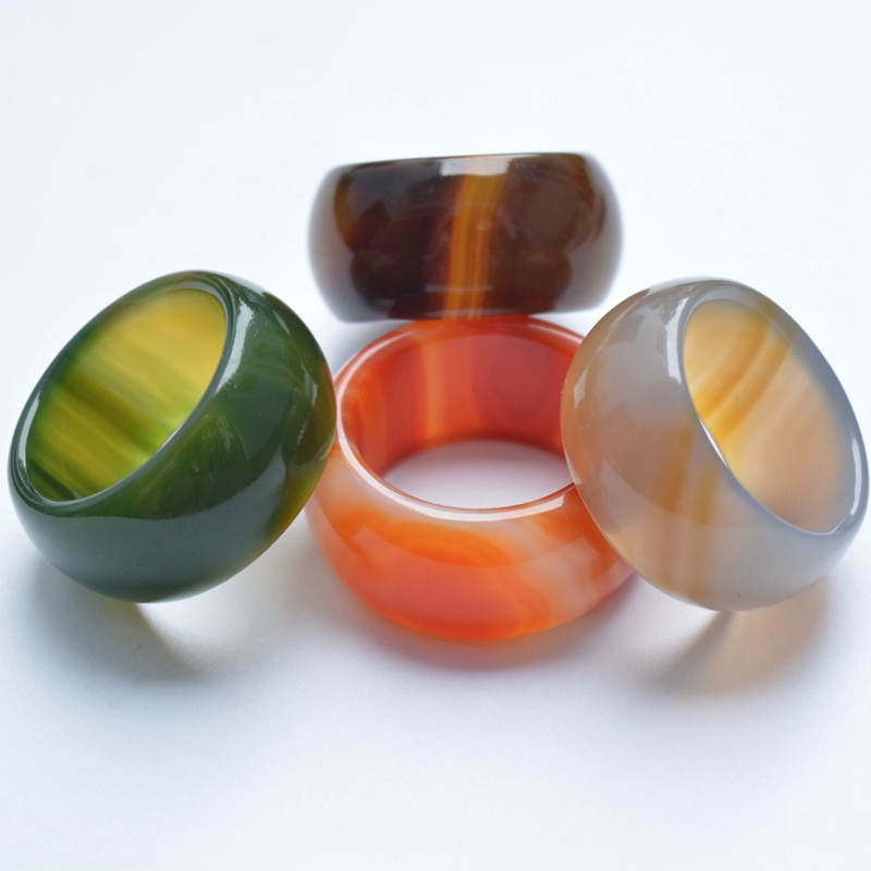 玛瑙宽版天然玉民族风半宝石戒指