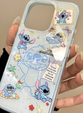 蓝史迪仔适用苹果16promax手机壳iPhone15pro新款14防摔13软壳12男11xsmax女款iphonexr情侣3se2套x78plus