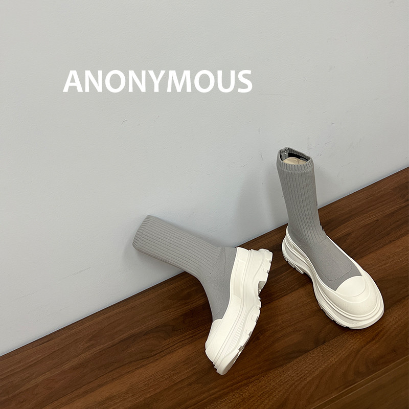 [ANONYM] THIS LOVE FOREIGN LOOK THIN AGE REDUCTION FLAT CASUAL SOCK BOOTS THICK-SOLED ELASTIC BOOTS TIDE BOOTS