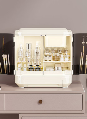 化妆品收纳盒防尘抽屉式桌面化妆盒大容量梳妆台收纳盒新款口红盒