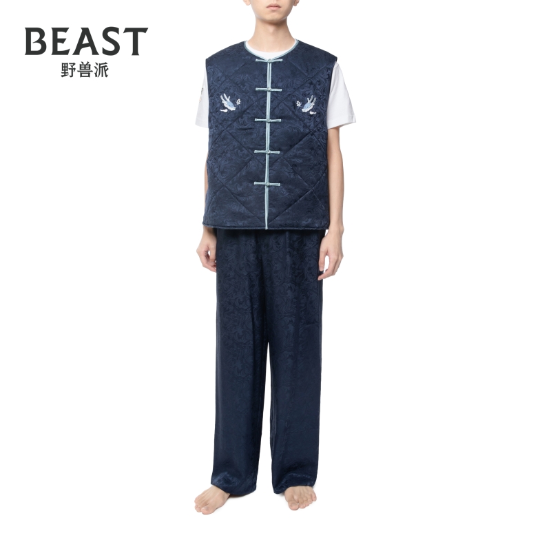 野兽派真丝绗棉保暖背心