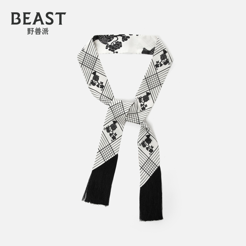 野兽派黑白格22姆米真丝发带
