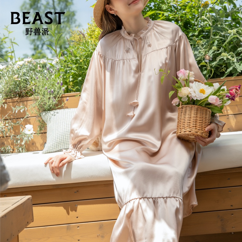 野兽派小小郁金香真丝睡裙