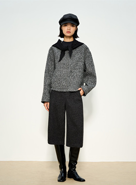 张小某 羊毛七分休闲裤女秋冬2025新款高腰加厚毛呢直筒裤子K2155