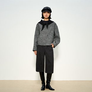 张小某 羊毛七分休闲裤女秋冬2025新款高腰加厚毛呢直筒裤子K2155