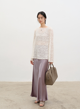 张小某【鎏光垂感】紫色醋酸半身裙女秋冬开叉中长款a字裙子Q1249