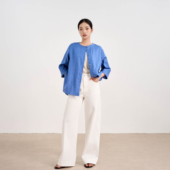 白色牛仔裤 女秋冬新款 直筒阔腿裤 张小某 高腰显瘦拖地长裤 子N1819