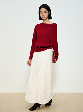 张小某 法式重工丝绒半身裙女秋冬2025新款高腰长款a字裙子Q2201