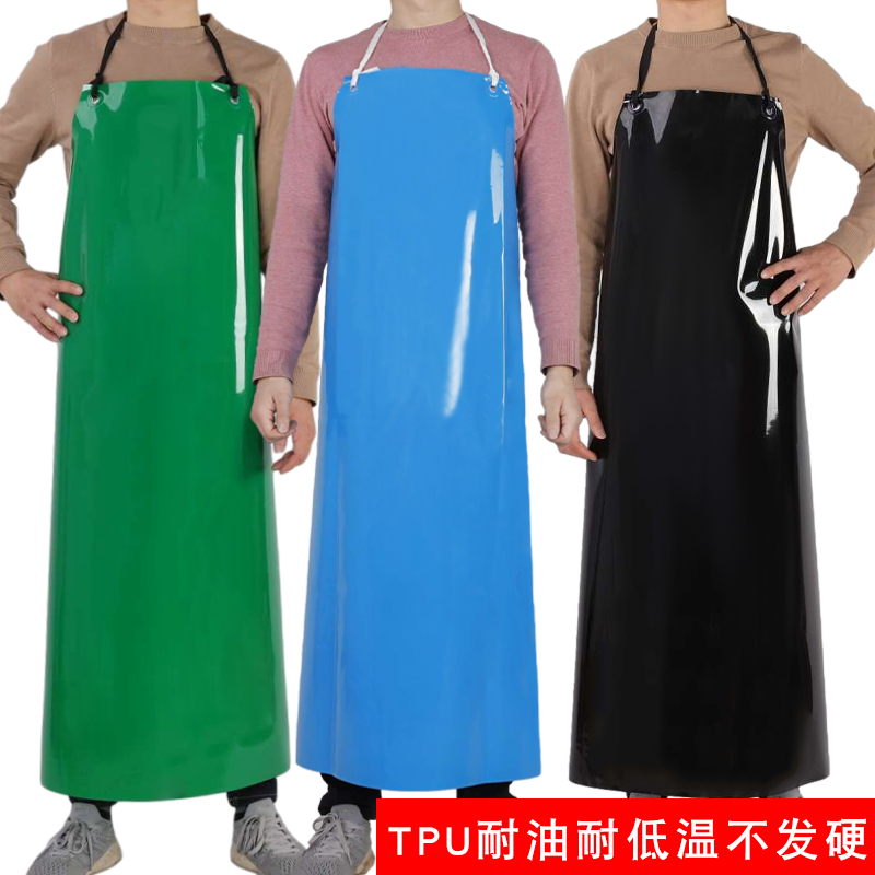 防水防油TPU加长加厚软皮围裙水产屠宰杀鸡食品男女围腰耐磨黑白
