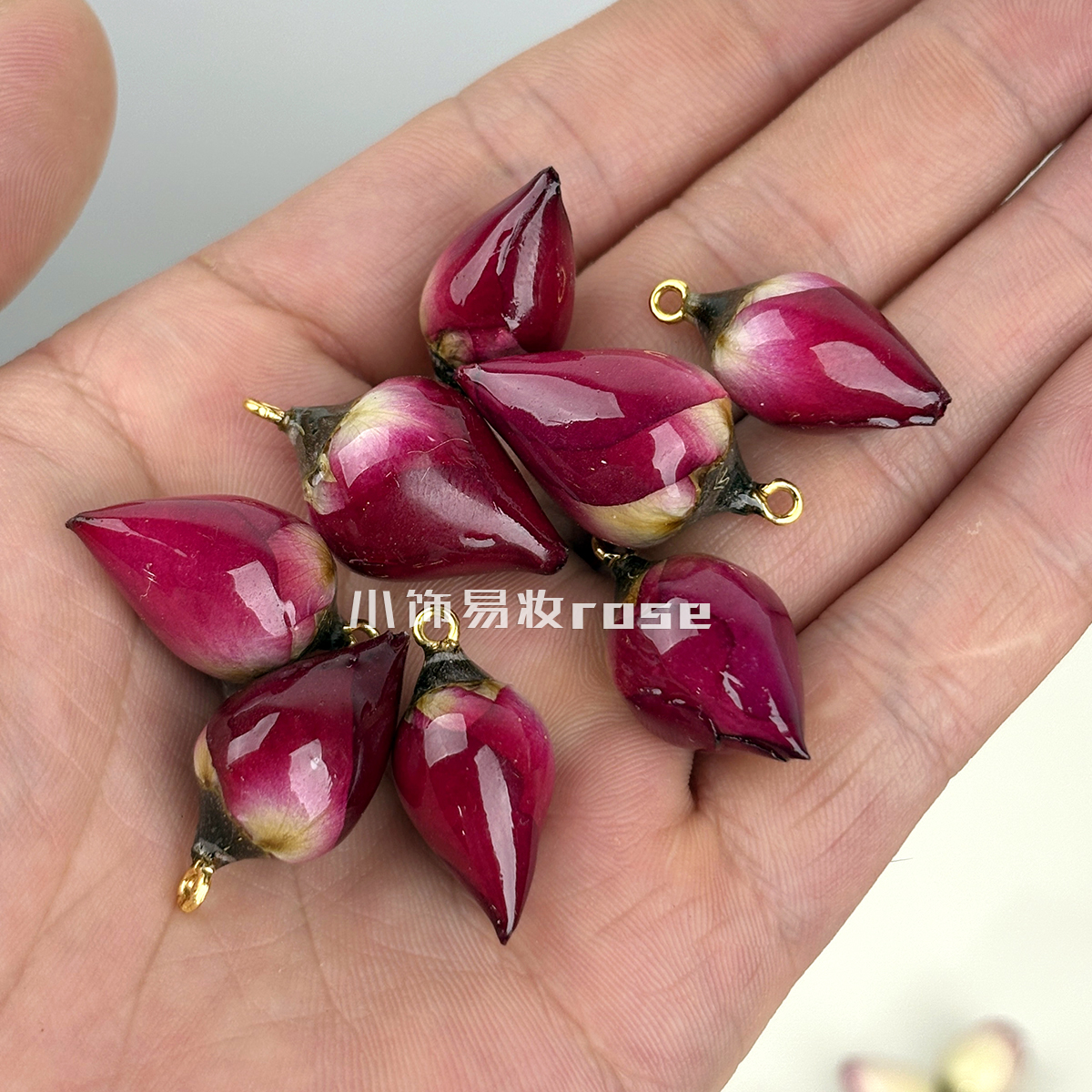 小玫瑰滴胶透明天然真干花DIY