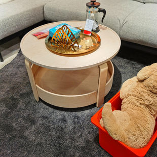 宜家伯格比茶几边几桦木贴面茶桌客厅边桌双层实木IKEA圆形组装