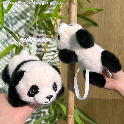 天使小小熊猫玩偶趴肩公仔磁吸