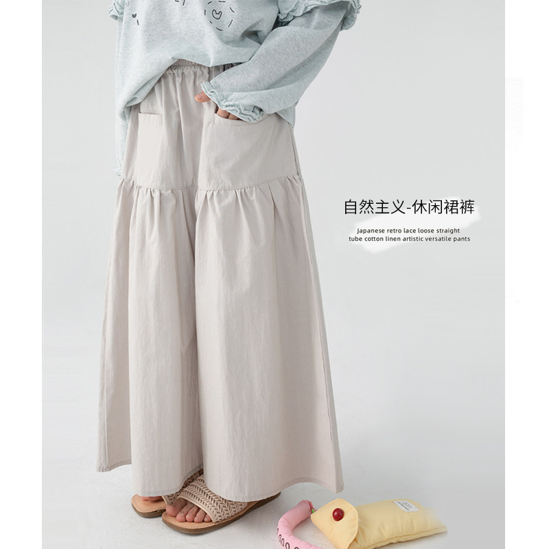 初羽家女童2025春夏新款童装设计款裙裤高腰宽松阔腿裤儿童九分裤,童装/婴儿装/亲子装,裤子,淘宝优惠券,粉丝福利购,淘宝优惠卷