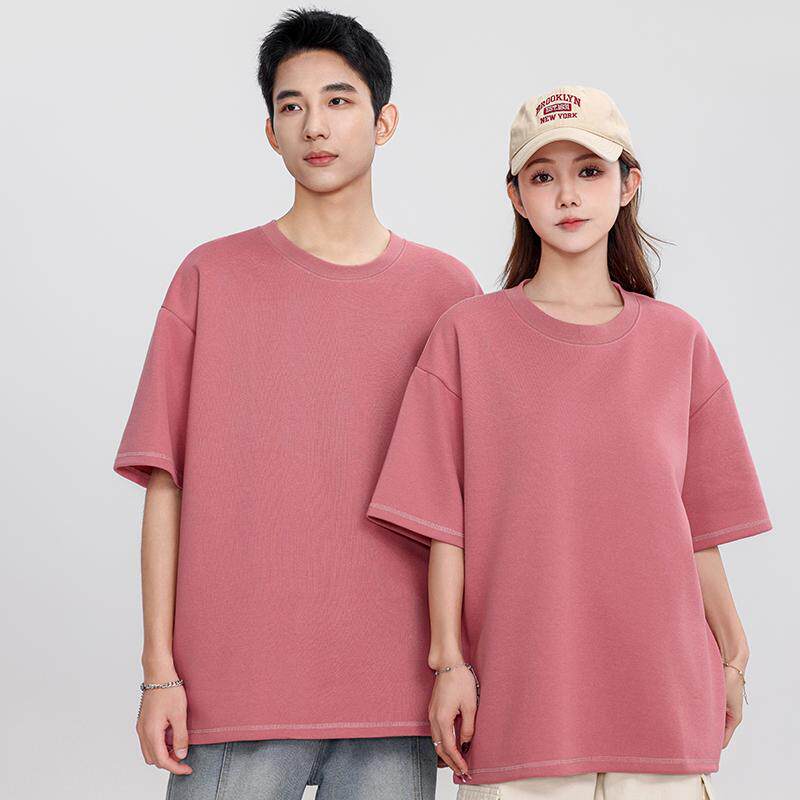 重磅短袖t恤定制团体聚餐情侣装工衣服装班服工作服印字logo跨境