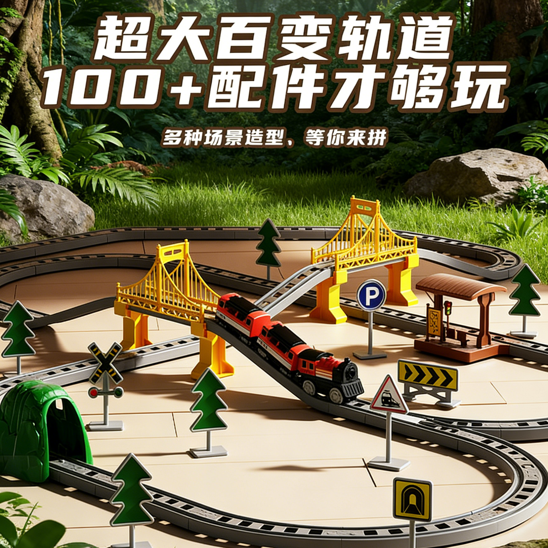 儿童电动轨道车拼装玩具小火车过山车高铁动车益智动脑男孩3-6 岁,玩具/童车/益智/积木/模型,电动/遥控轨道,淘宝优惠券,粉丝福利购,淘宝优惠卷