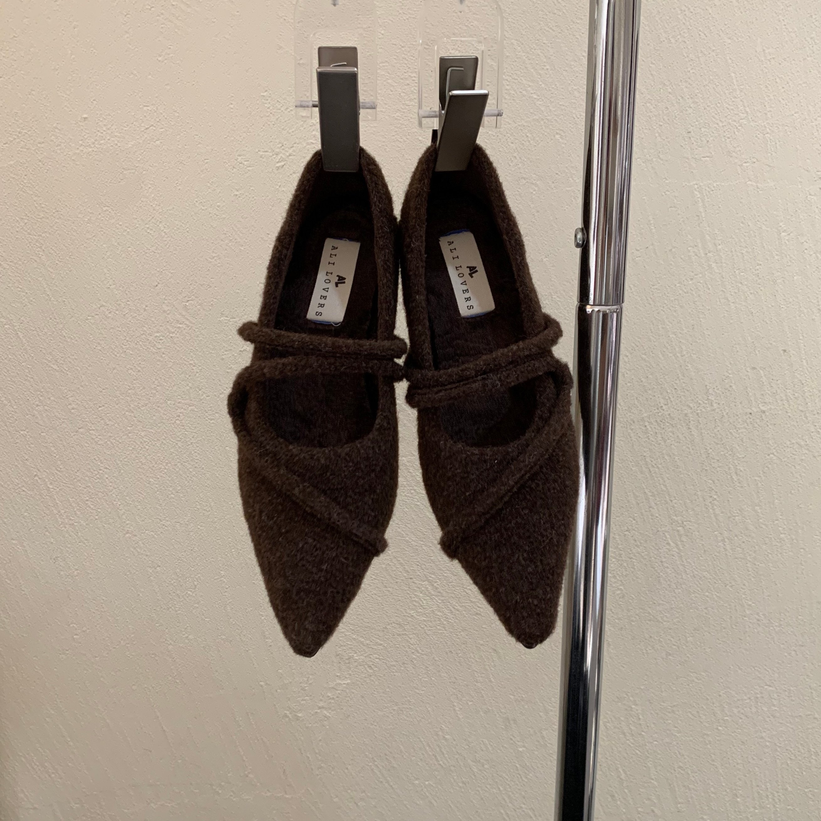 MUMU2025新款毛绒玛丽珍鞋女尖头浅口内增高单鞋气质百搭