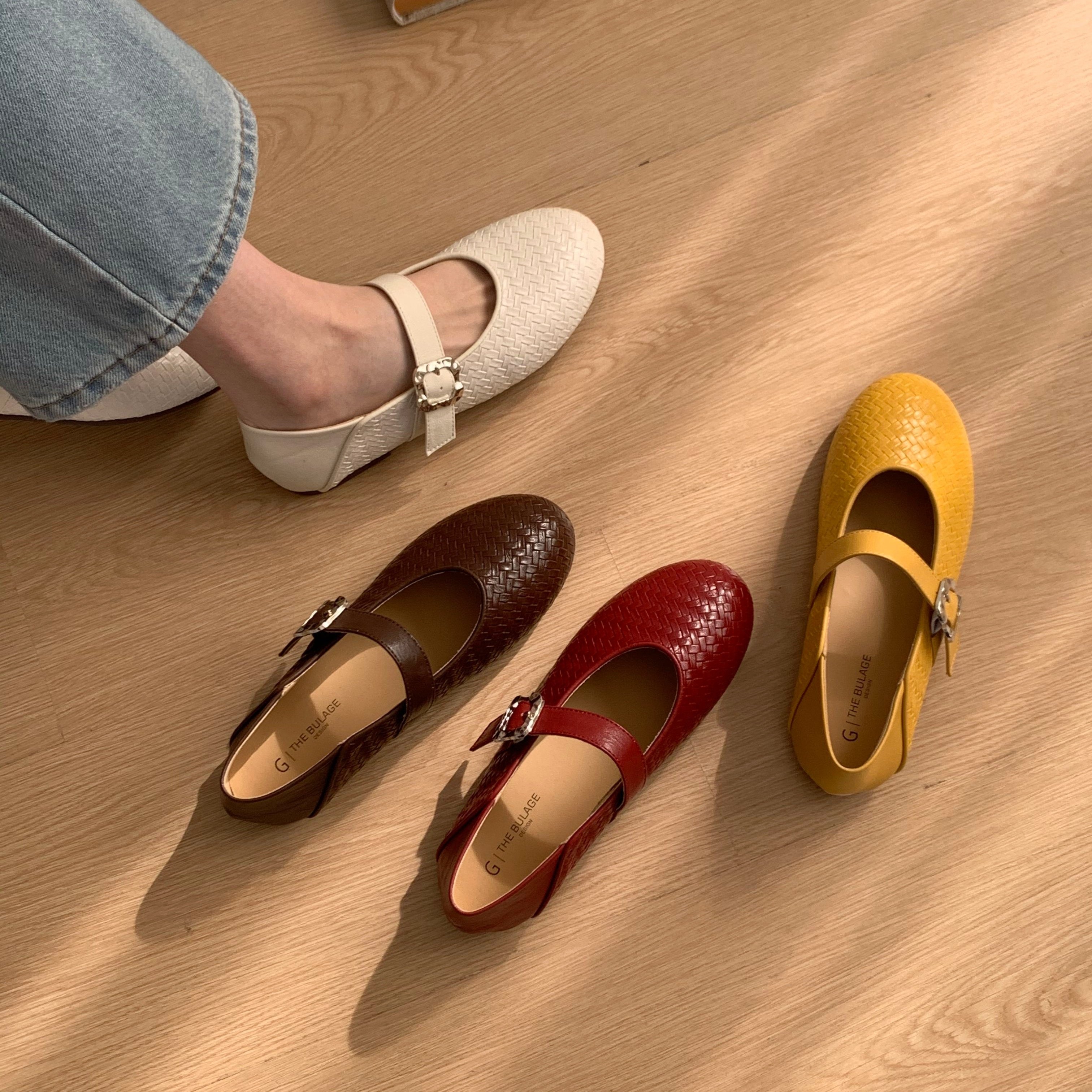 MUMU小香风编织玛丽珍鞋女平底圆头皮带扣单鞋百搭鞋子,女鞋,浅口单鞋,淘宝优惠券,粉丝福利购,淘宝优惠卷