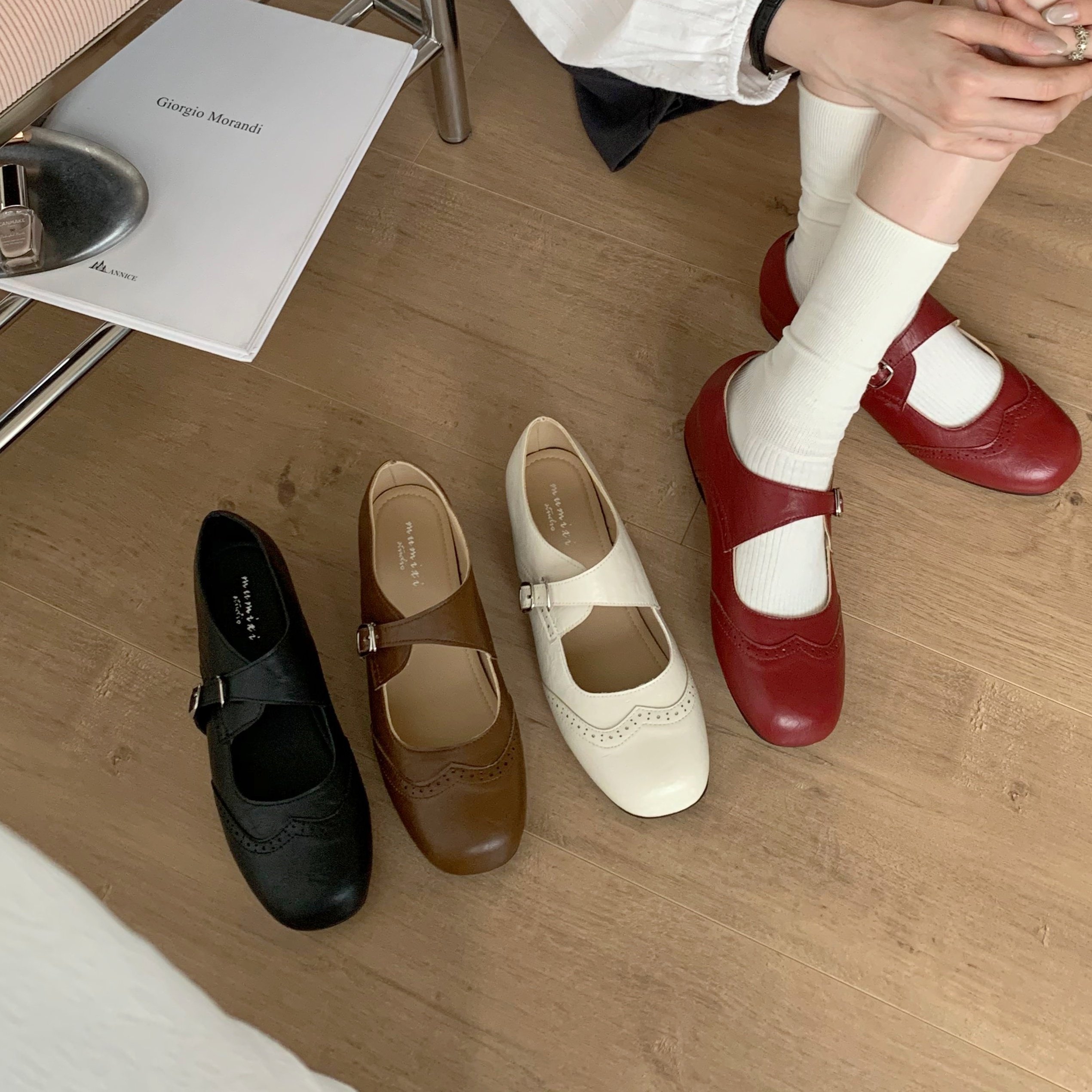 MUMU法式复古风一字扣带玛丽珍单鞋女内增高雕花方头浅口鞋,女鞋,浅口单鞋,淘宝优惠券,粉丝福利购,淘宝优惠卷