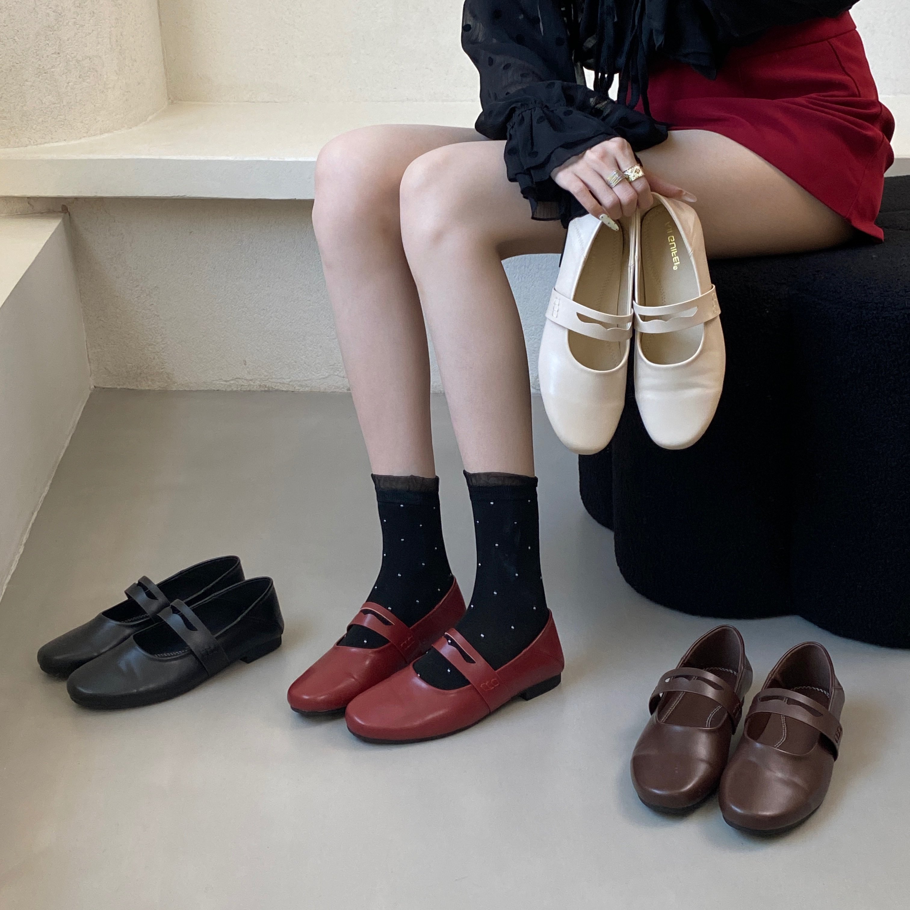 MUMU法式芭蕾风玛丽珍鞋女平底浅口单鞋圆头一字带百搭皮鞋,女鞋,浅口单鞋,淘宝优惠券,粉丝福利购,淘宝优惠卷