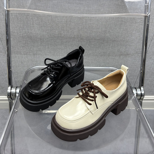 单鞋 2026春季 女学院风圆头百搭复古小皮鞋 英伦风厚底乐福鞋 新款