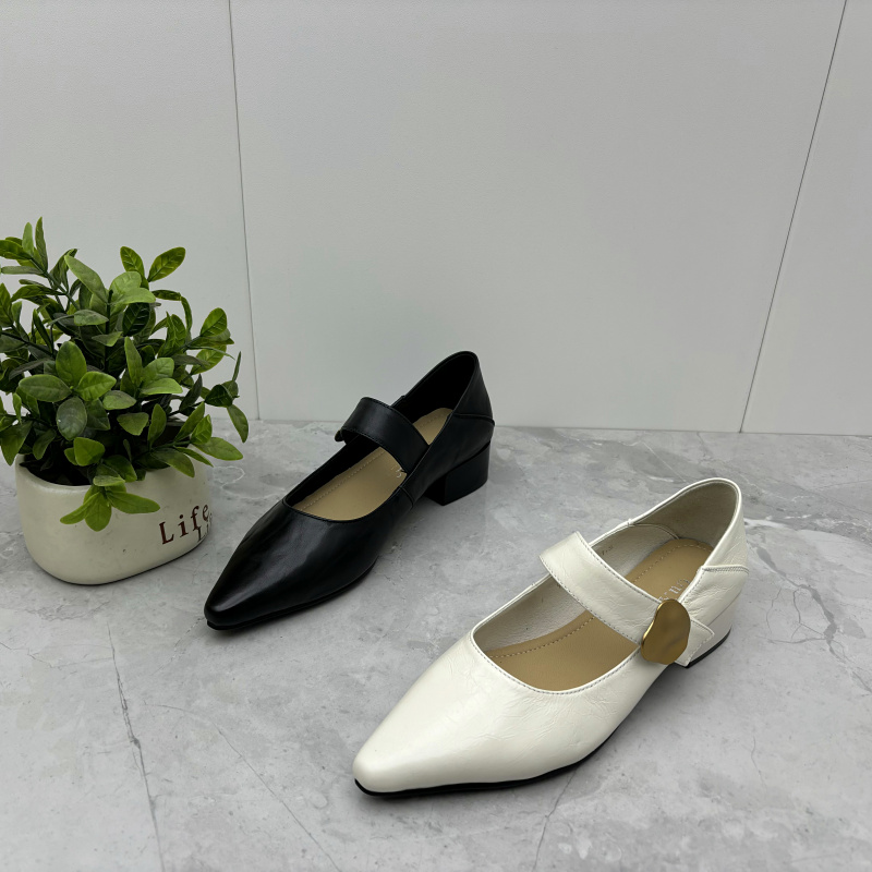 2025春季新款女厚底皮面休闲小单鞋浅口脚蹬低跟小皮鞋软面奶奶鞋