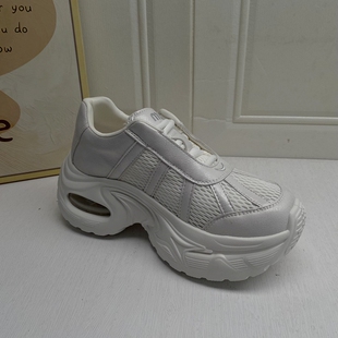 春季厚底老爹鞋女增高透气网面系带运动休闲鞋百搭