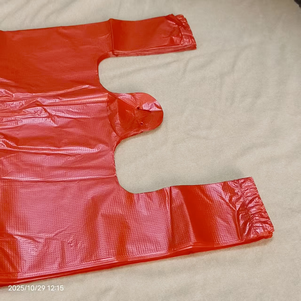 红色塑料袋卖菜装垃圾一次性打包袋加厚购物方便带垃圾袋大号中号