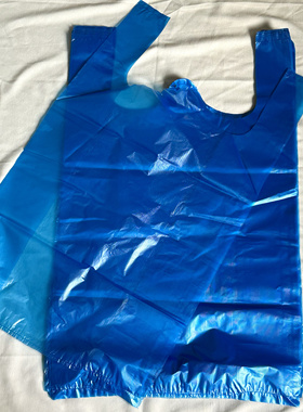 蓝色塑料袋超适超值一次性垃圾号打包袋便携背心式袋子手提垃圾袋