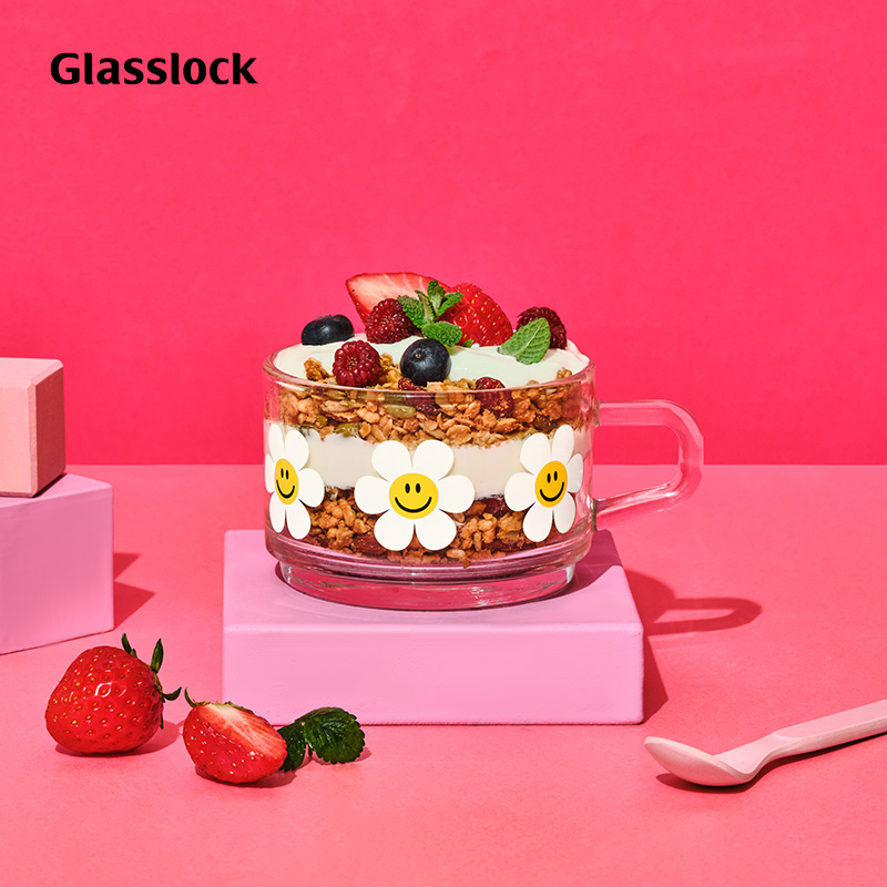 Glasslock&wigglewiggle联名款玻璃早餐杯高颜值早餐牛奶燕麦杯子